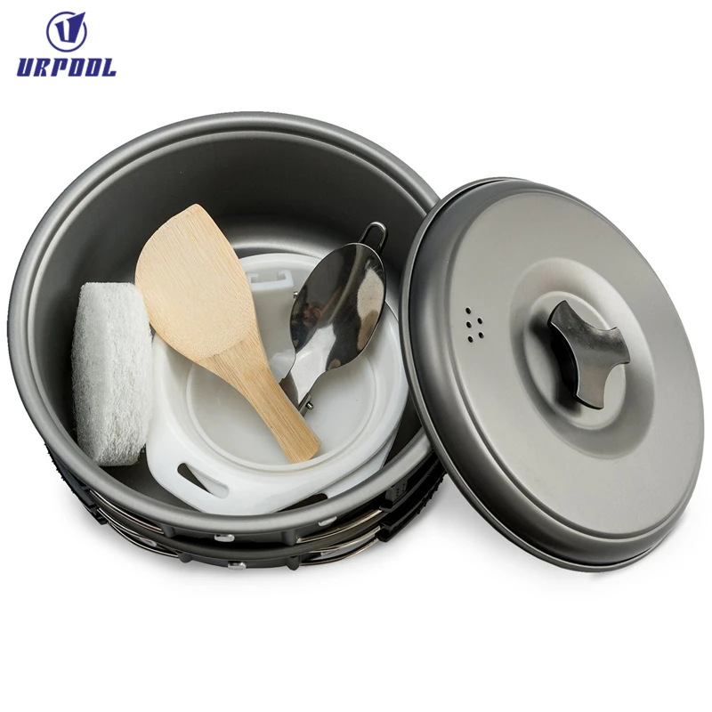 Camping Equipment, URPOOL Outdoor Camping Pots And Pans Set Camping Cookware