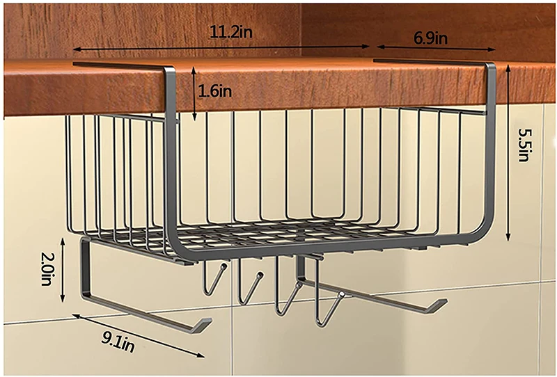 Простая металлическая корзина под полку Проволочная стойка подвесные корзины для хранения кухни кладовой