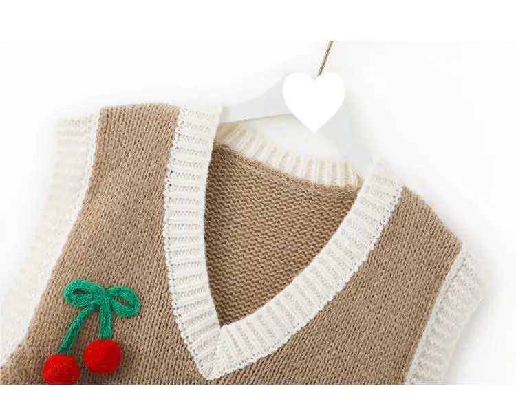 Custom patterned jacquard knit vest V-neck sleeveless sweater vest for women