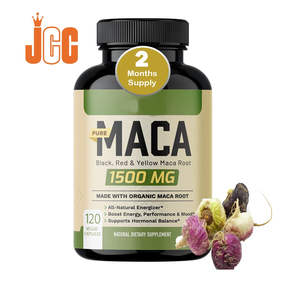 Premium Black Red Yellow Maca root capsules for men and women  boost energy performance mood pills