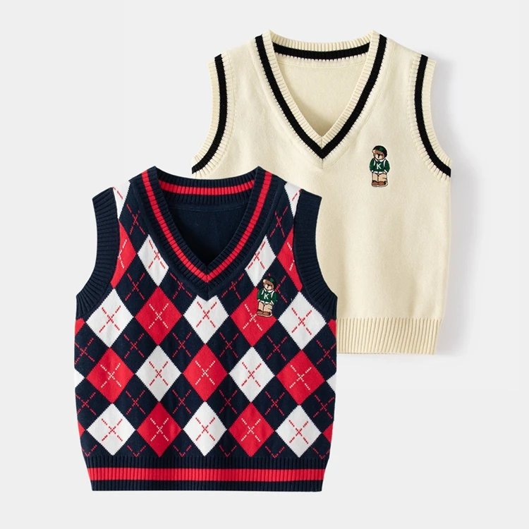 1-6 Years Winter Knitted Baby Kids Vest Toddler Boys Jumpers Sweaters