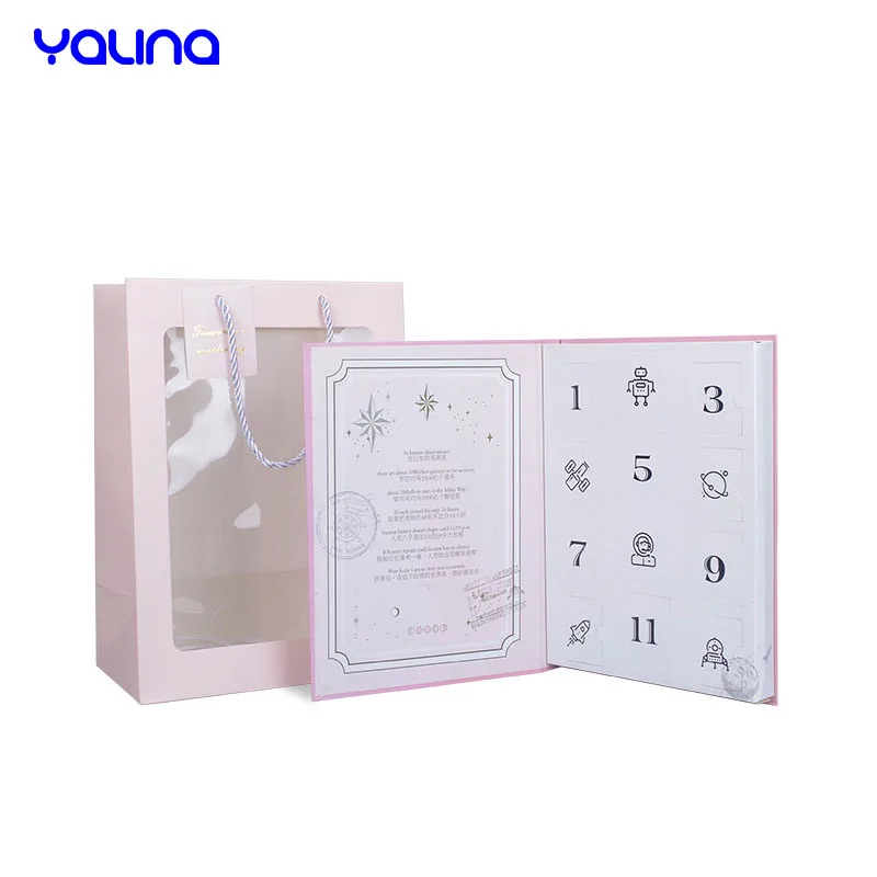 12 days paper candy chocolate cookie cosmetic makeup kids blind gift packaging box advent calendar cardboard box