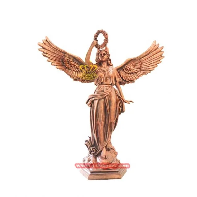 Famous Hotel Villa garden decoration design metal art Sculpture Greek Mythology Bronze Winged Goddess Statue
