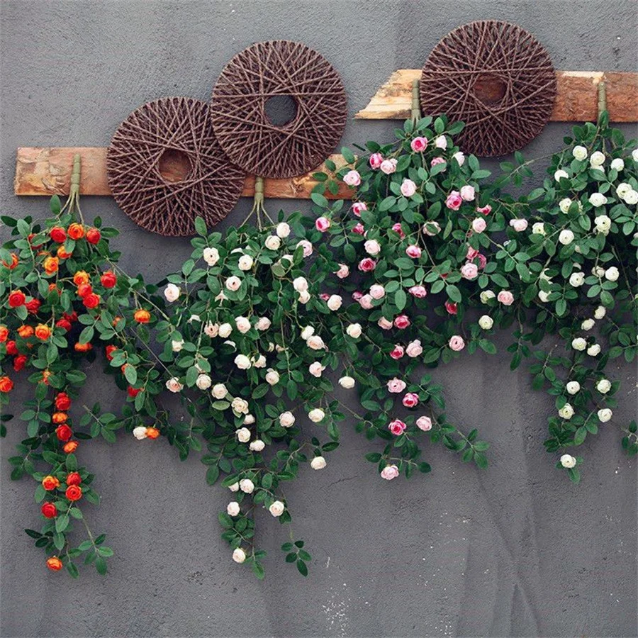Reasonable Price Flowers Colorful Artificial Hanging Rose Vines for Wedding Arrangement