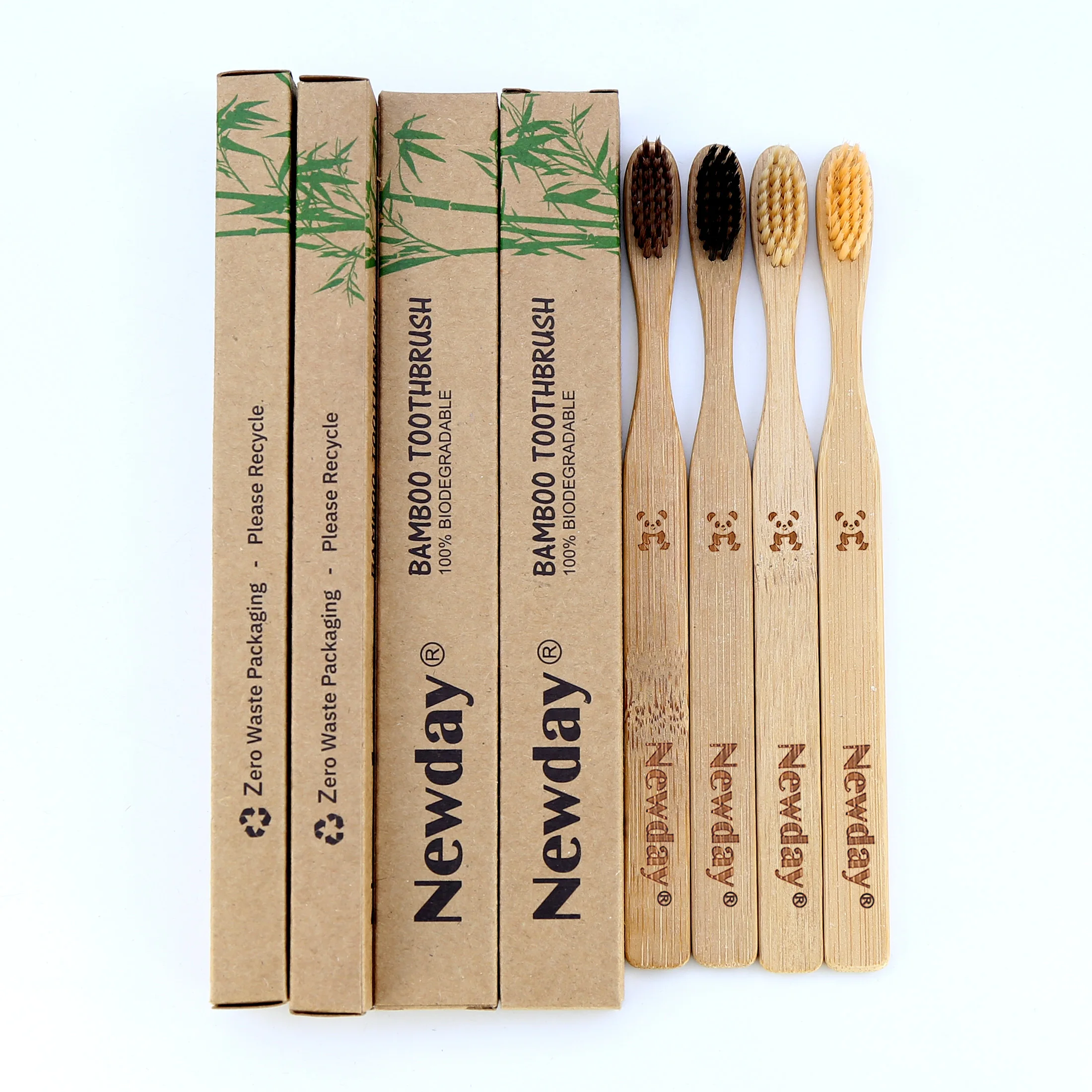 Eco Friendly New Personalized Oem Bamboo Toothbrush 100% Biodegradable Home Use Cepillo Dental