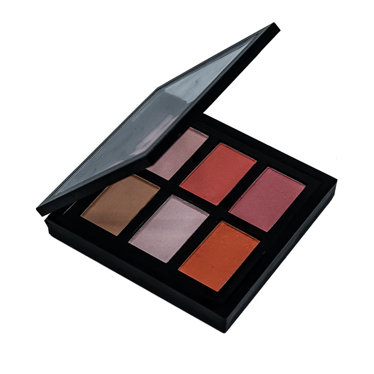 Hot selling makeup powder waterproof face compact 6 colors blush palette private label