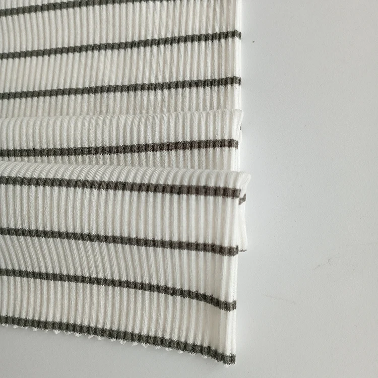 Высококачественная новая популярная полосатая вязаная ткань в рубчик lyocell рулон тенсель спандекс трикотажная