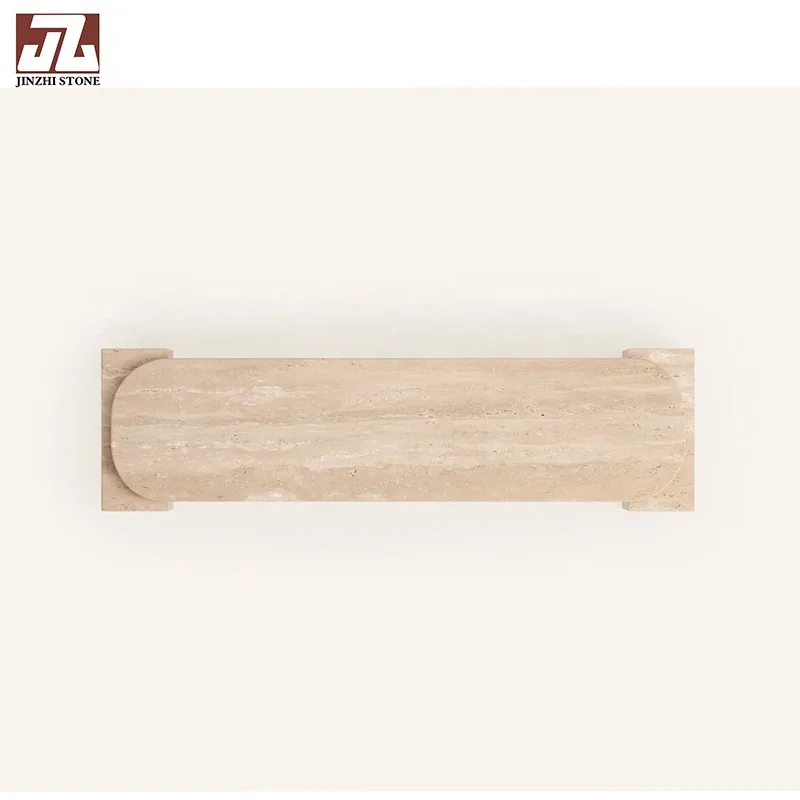 Beige Marble Console Marble Table Top Casual  Table Fashion  Bench Handcrafted For Living Room Home