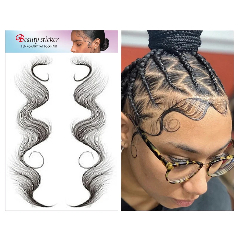New Designs beauty trend of people tattooing their edges baby hair tattoo stickers