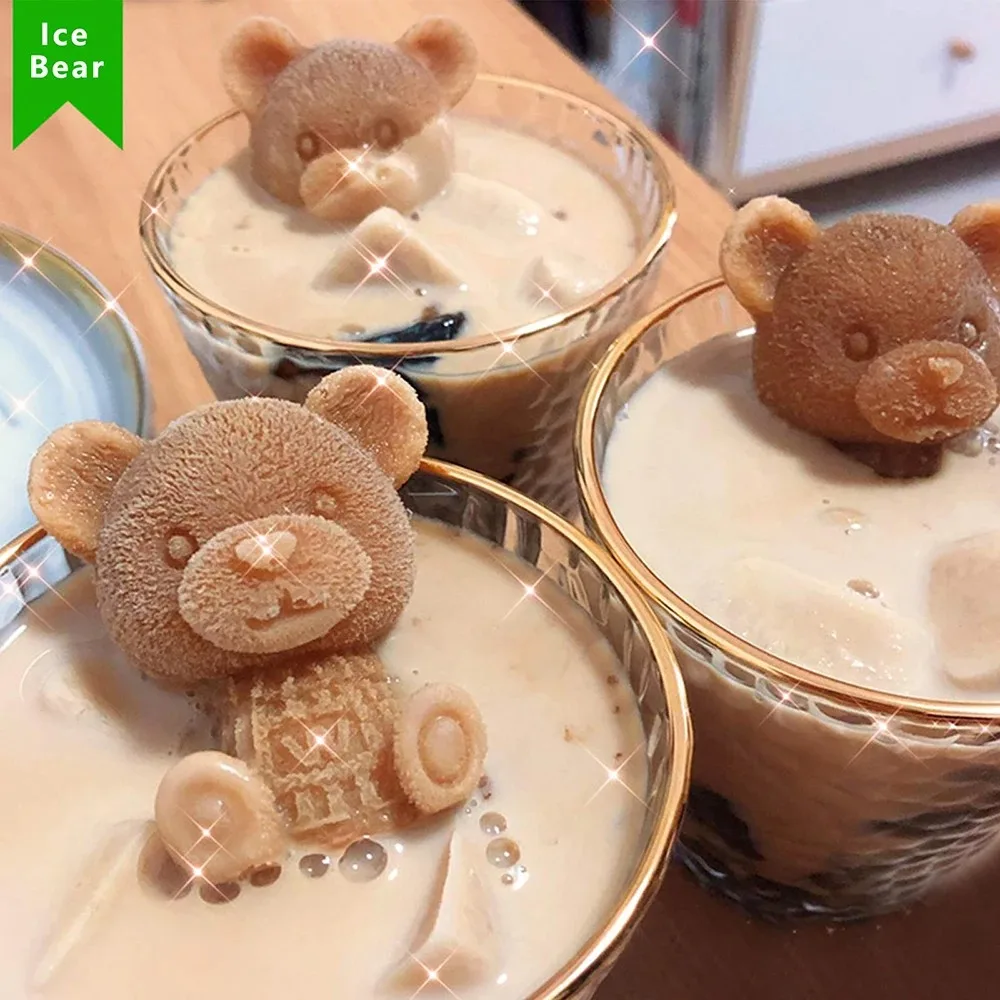Bear ice cream mold Multi-purpose ice making silicone mold make jelly dessert wine taste cartoon cute style ice hockey