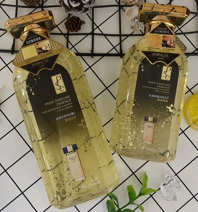
PORSCEE Hot Selling French Orange Bath Gel Moisturizing Perfume Body Wash Gold Shower Gel 