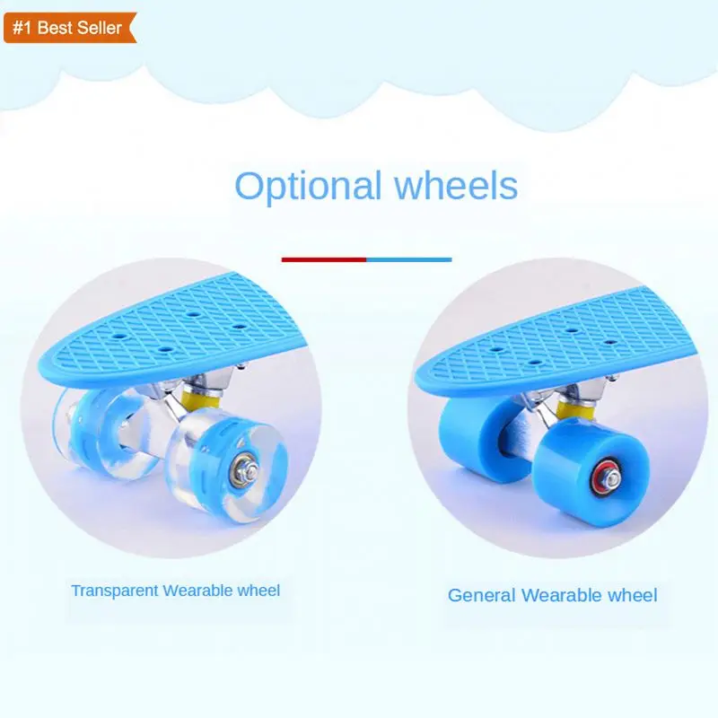 Istaride Plastic Small Fish Skateboard 22 Inch Skateboard Pu Wheel Flash Wheel Skateboard Naklejki Na Deskorolke Board Skate