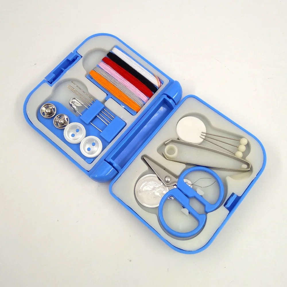 
Mini portable emergency travel sewing kit with plastic carrying case 