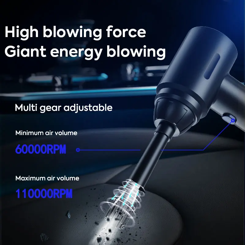 Portable Handheld 2 in 1 Mini Cordless Compressed Electric Air Duster Blower Gun Wireless Vacuum Cleaner For Car Home Office