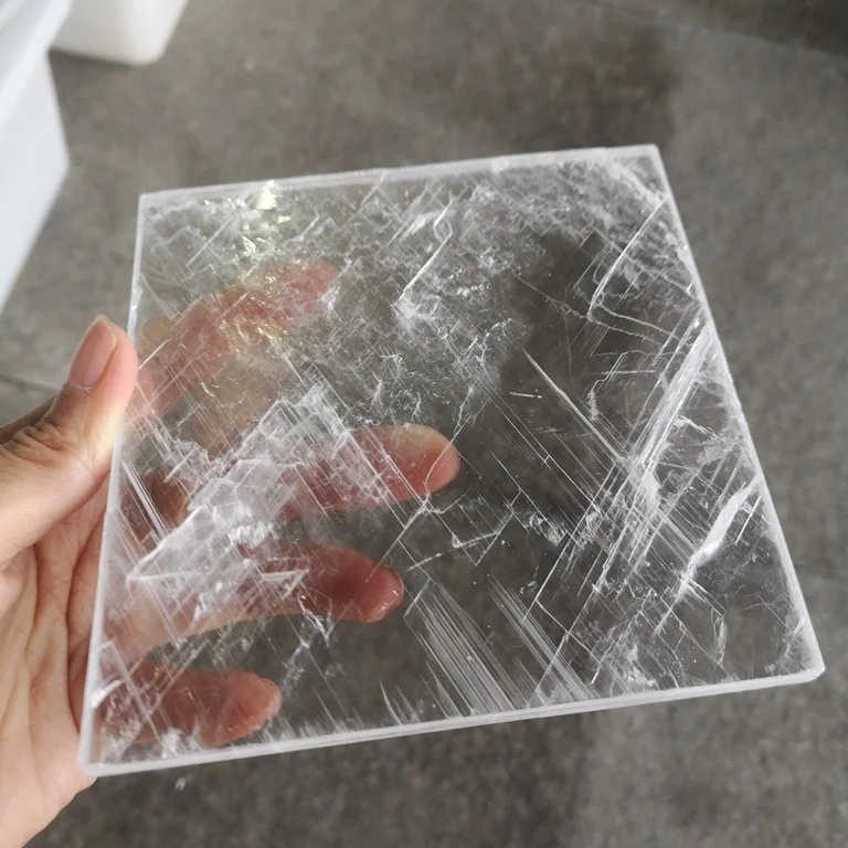 High Quality Natural Rough Selenite Stone Healing Clear Gypsum Selenite Plate