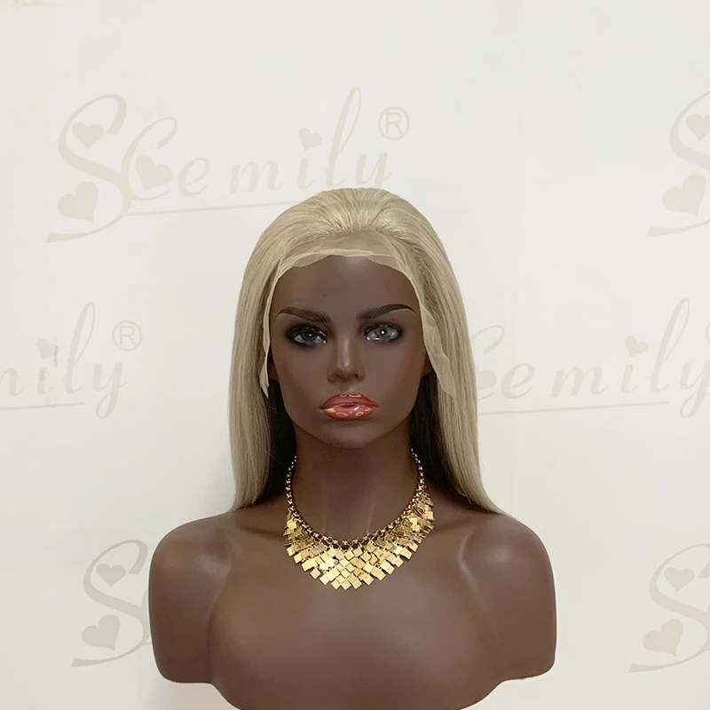 New 100% brazilian peruvian virgin hair premade gray color short 13x4 lace frontal grey bob human hair wig