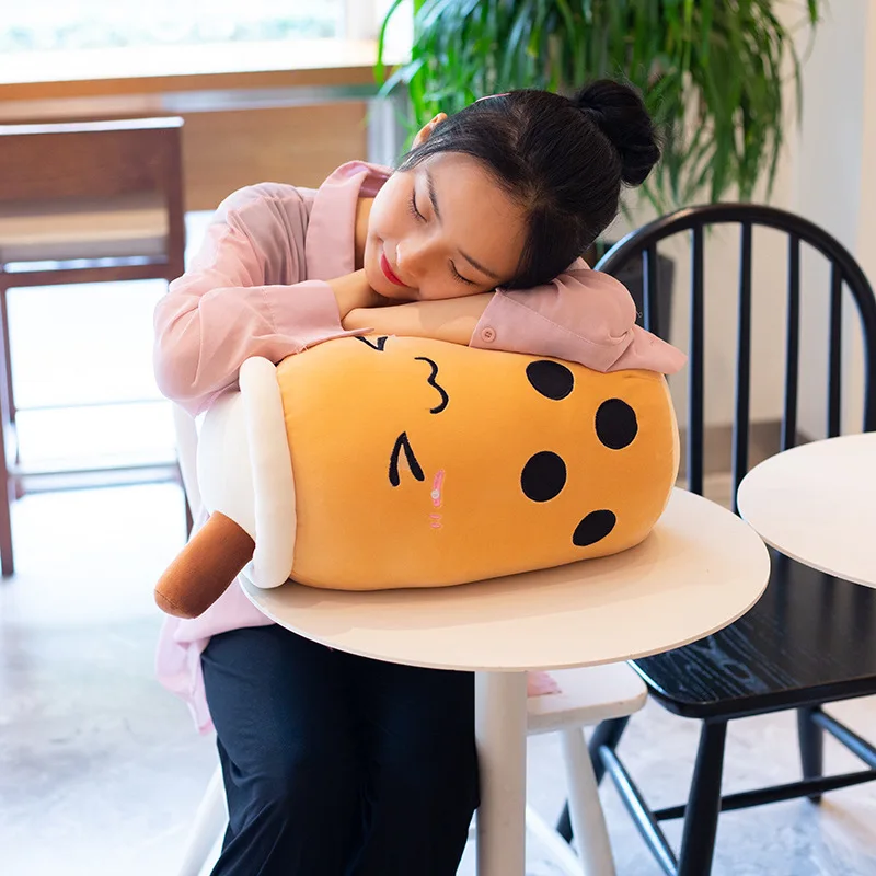 2022 Drop Shipping Bubble Boba Peluches Boba Tea Plushie Toy Milk Tea Pearl Cup Plush Pillow Stuffed Boba Plush