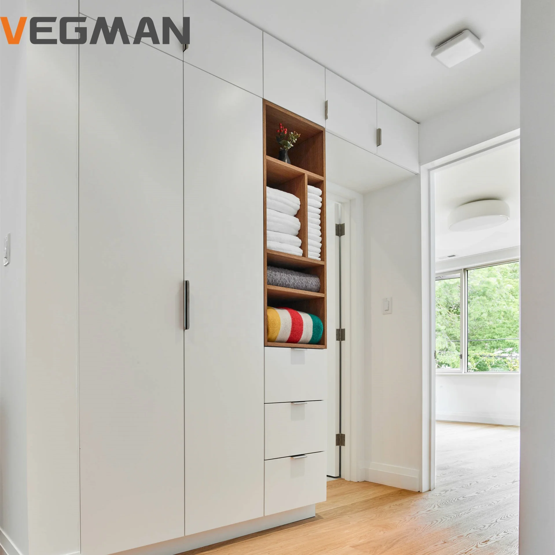 Popular Modern Design Melamine White French Wooden Wardrobe Closets