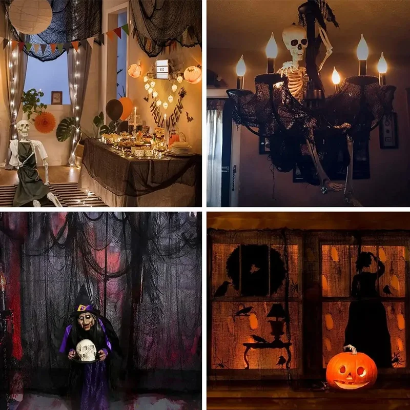 79 x 315 in Scary Gauze Doorways Spooky Giant Tapestry Halloween Creepy Cloth for Halloween Party Supplies