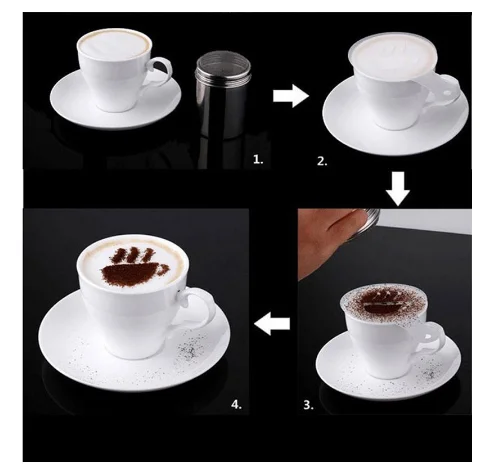 Mold Coffee Milk Cake Cupcake Stencil Template Coffee Barista Cappuccino Template Strew Pad Duster Spray Tools