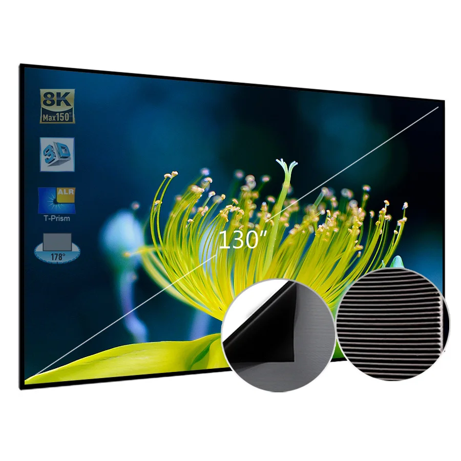 SCREEN PRO 130 Inch 16:9 Best Quality Fixed Frame Projector Screen T-Prism 3D 4K Ust Alr Projection Screen