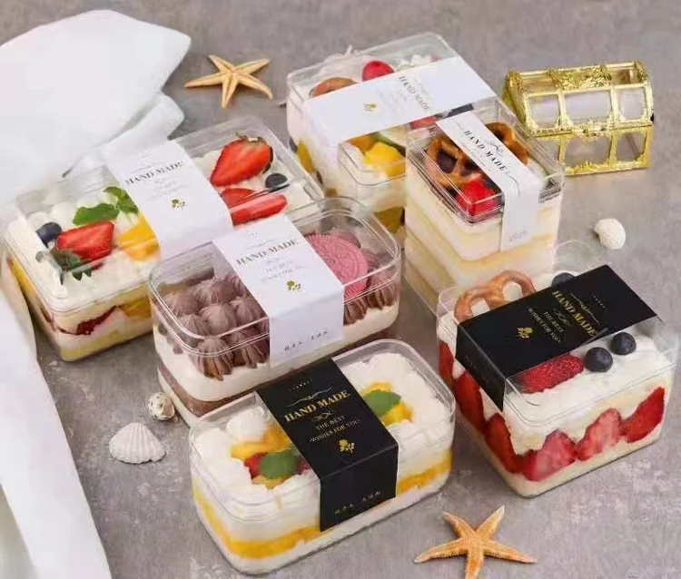 Customised baklava sushi truffle chocolate bar plastic packaging tiramisu dessert candy biscuit mousse cake boxes