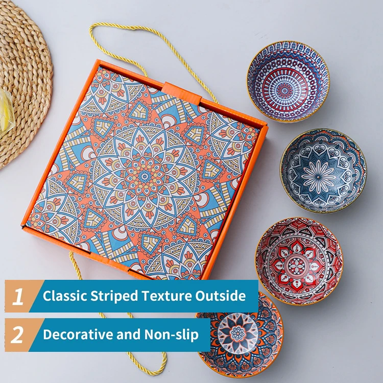 Экологически чистый богемный стиль 4 5 дюймов зерновой суп миска для риса портативная пищевая маленькая керамическая супница посуда подарочный набор