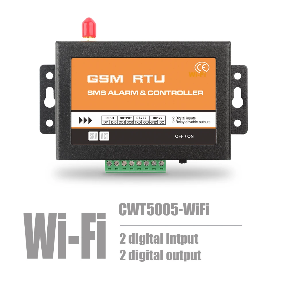 CWT5005 2DI 2DO Wireless Sms Gsm WIFI 4G 3G Sim Card Remote On Off 12V 24V Dc Power Switch Relay Controller