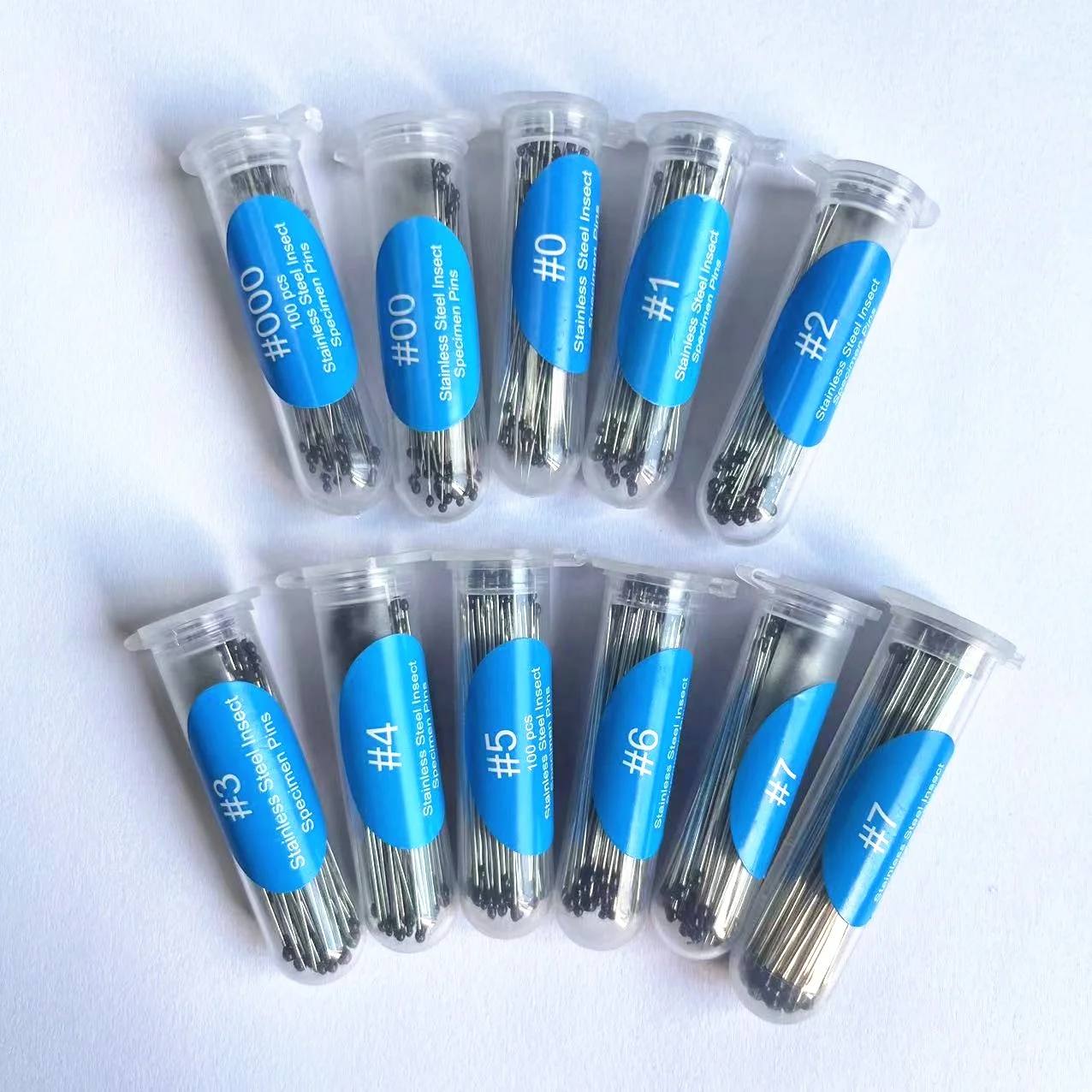 NEW hot sell 100 pcs per tube all 11 different international sizes of stainless steel insect pins specimen entomological pins