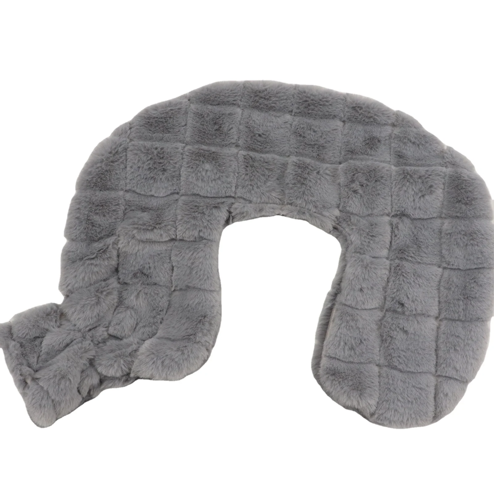 U shape Rubber hot water bag with Checkered flannel cover