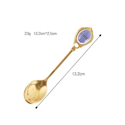 Cute Coffee Spoon Stainless Steel Mini Spoon for Mug Creative Ceramic Tea and Sugar Spoon Suitable for Families, High tea, Bars