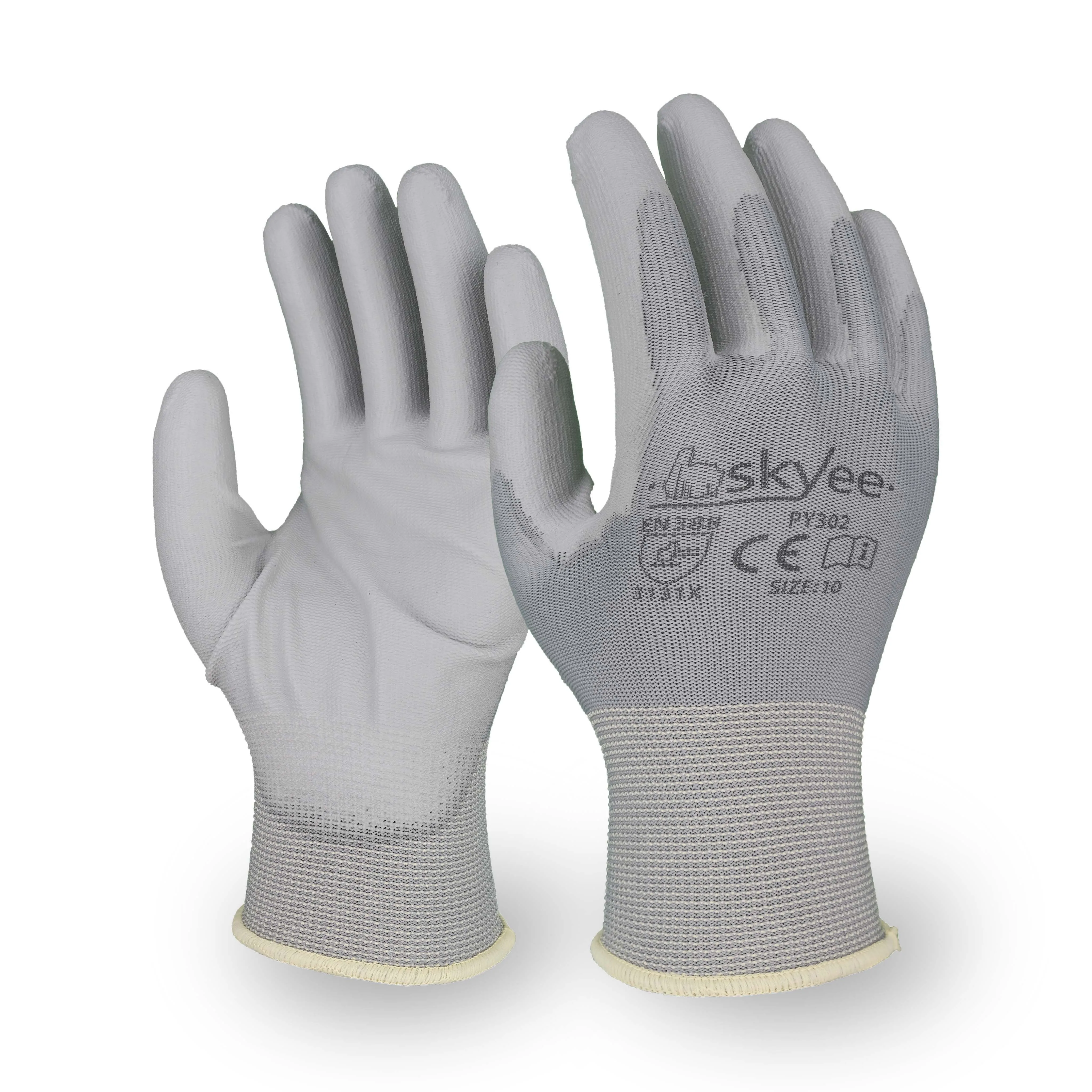 SKYEE practical tool pu coated nylon knit cotton anti cut anti slip waterproof garden gloves for digging and planting