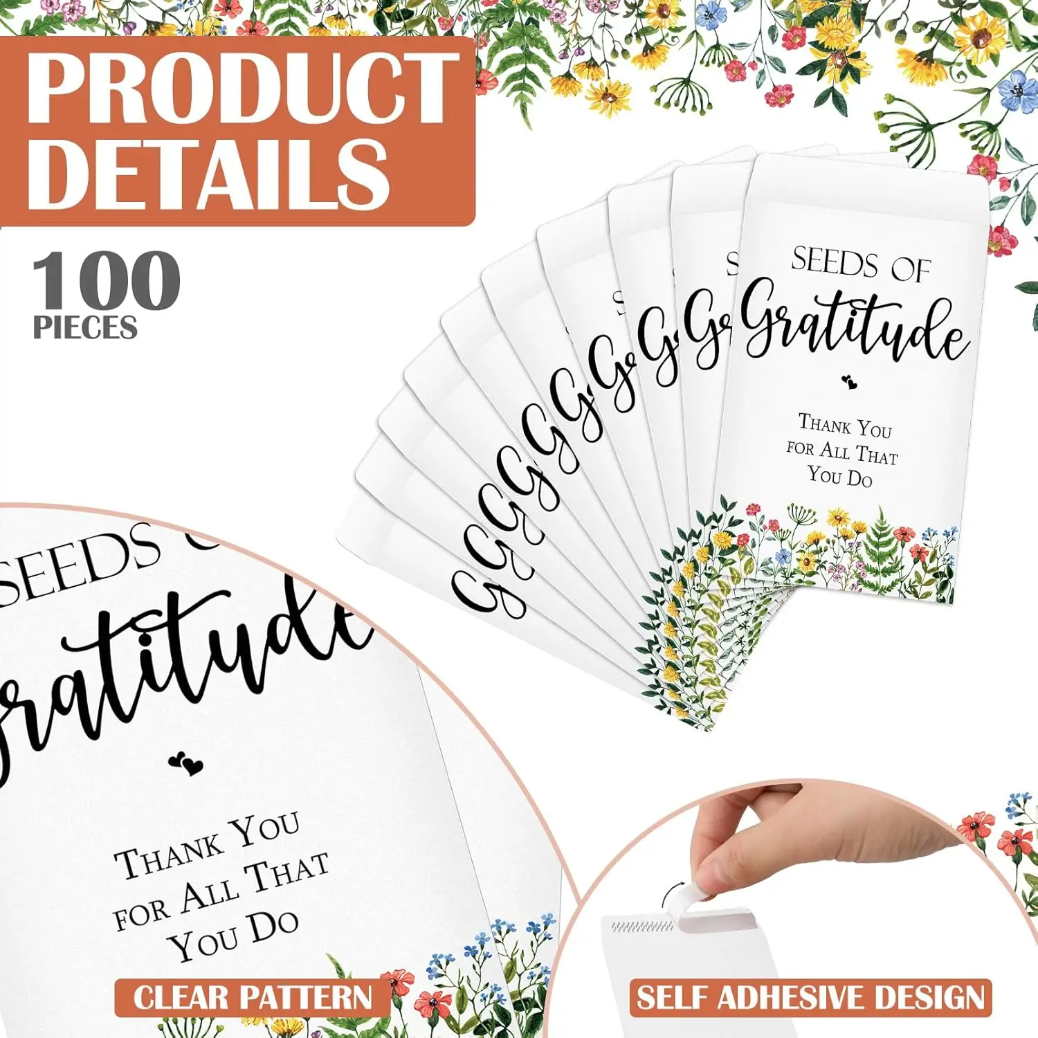Wildflower Seed Packets Small Coin Storage Kraft Flower Seed Envelopes for Office Baby Shower Wedding Gratitude Gift
