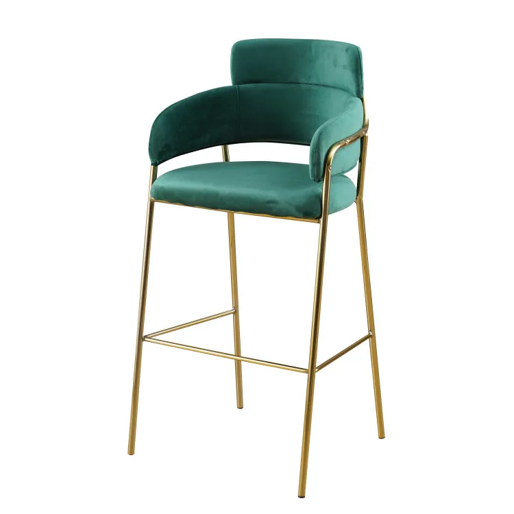Nordic Light Luxury Bar Home Backrest Gold Stainless Steel High Chair Stool Modern Simple Fashion Bar Chair Stool