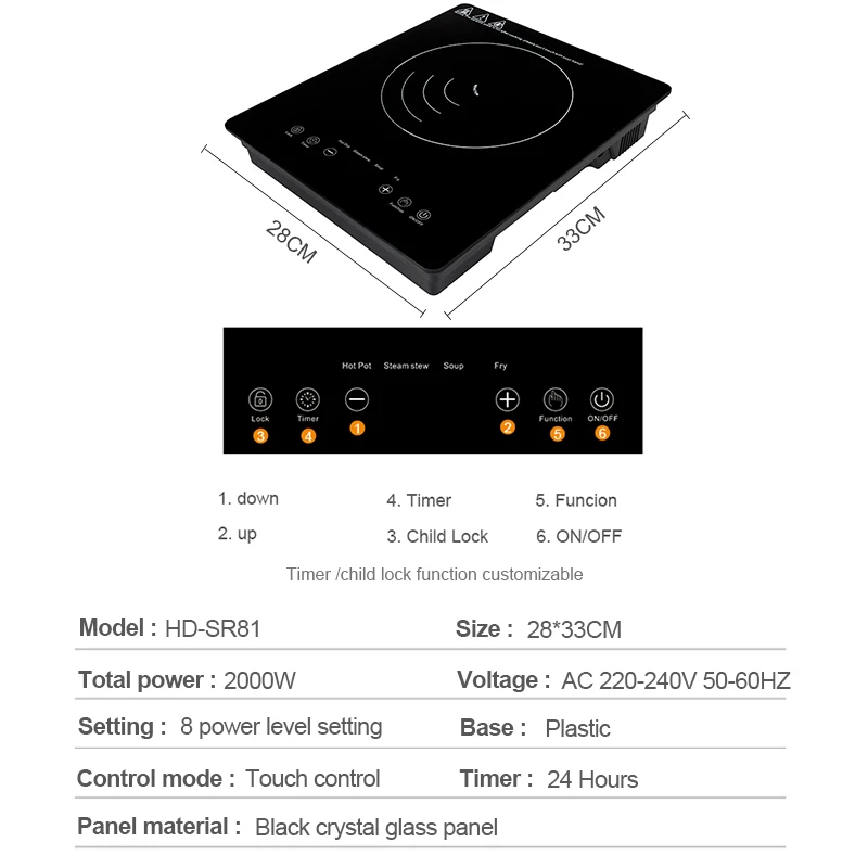 Cheap price induction cooker single cooker induction cooktop domestic electric stove cooker with export standard for Asia market
