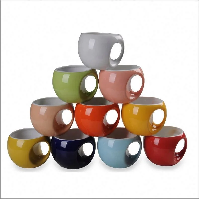 Modern Style Color Glazed Stoneware Mug Blue Ceramic Flower Mug With Spoon For Everyday Use Top Sale Yanxiang Ceramic