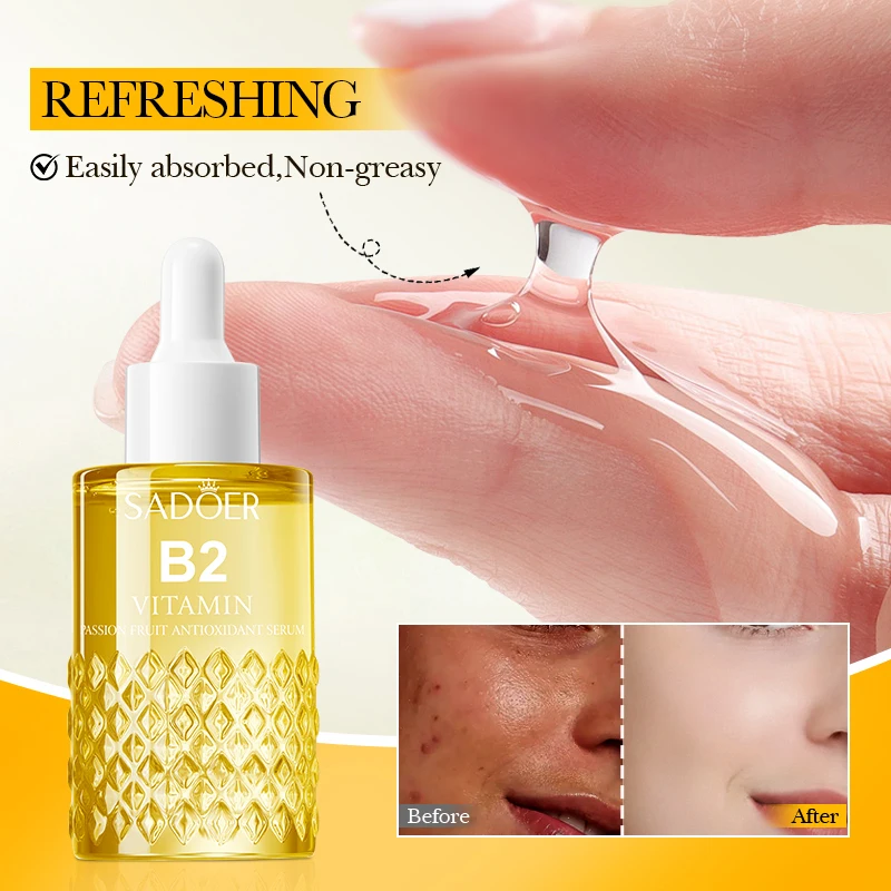 OEM SADOER Private Label Face Serum Passion Fruit Vitamin B2 Antioxidant Essence Niacinamide Nourish Skin c
