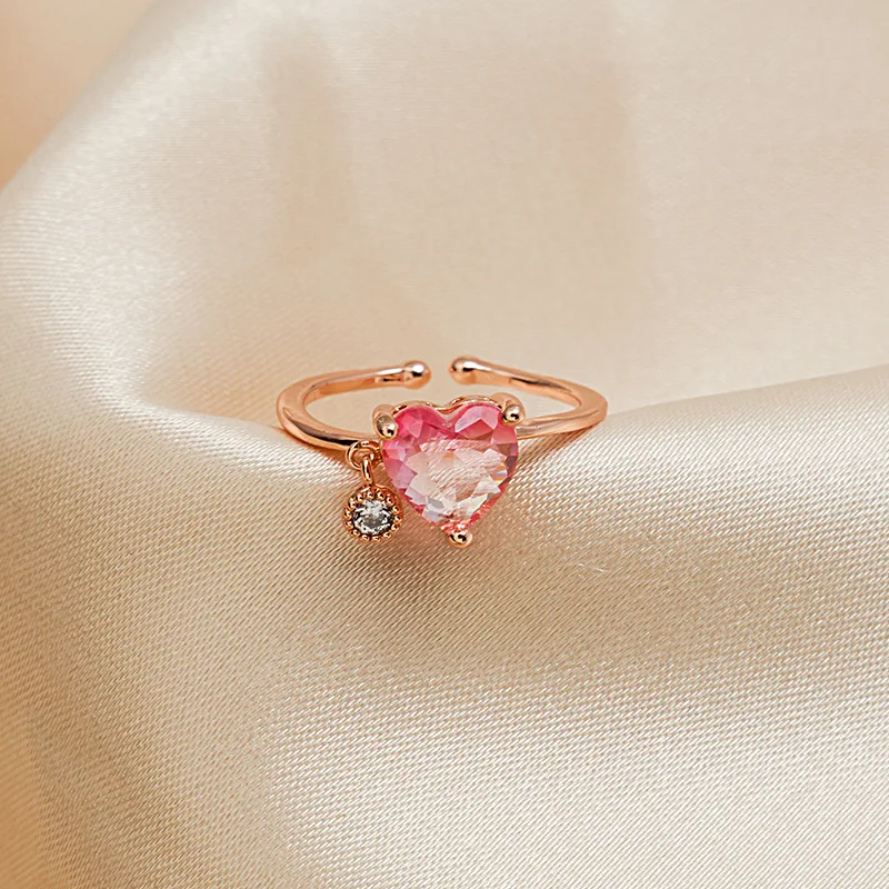 
Factory Direct Sell Fashion Crystal Girl Heart-Shaped Ring for Young Lady 