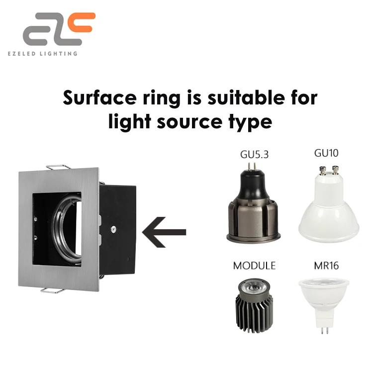 Black Dining Clothing Store Supermarket Anti-Glare Decoration Downlight Shell recessed square spotlight