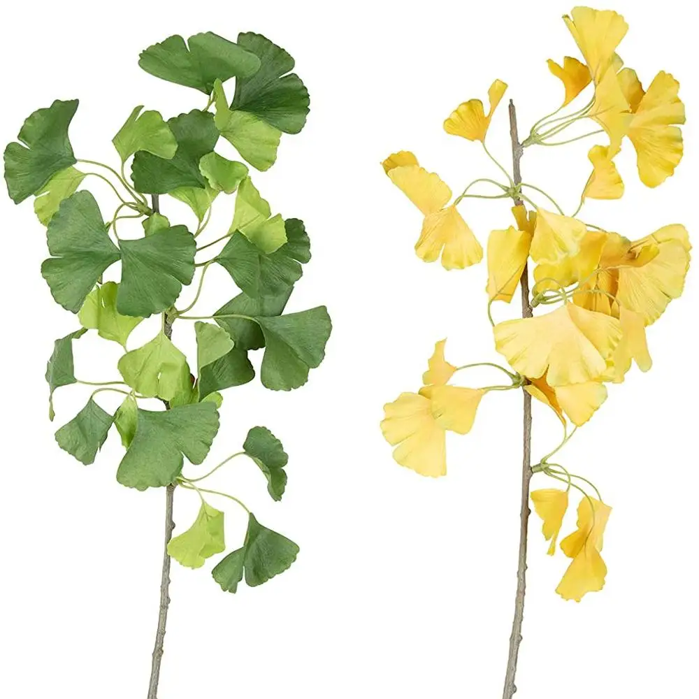 Artificial Leaf Plants Gingko Leaf Yellow Gingko Leaf Branch For Flower Arrangement