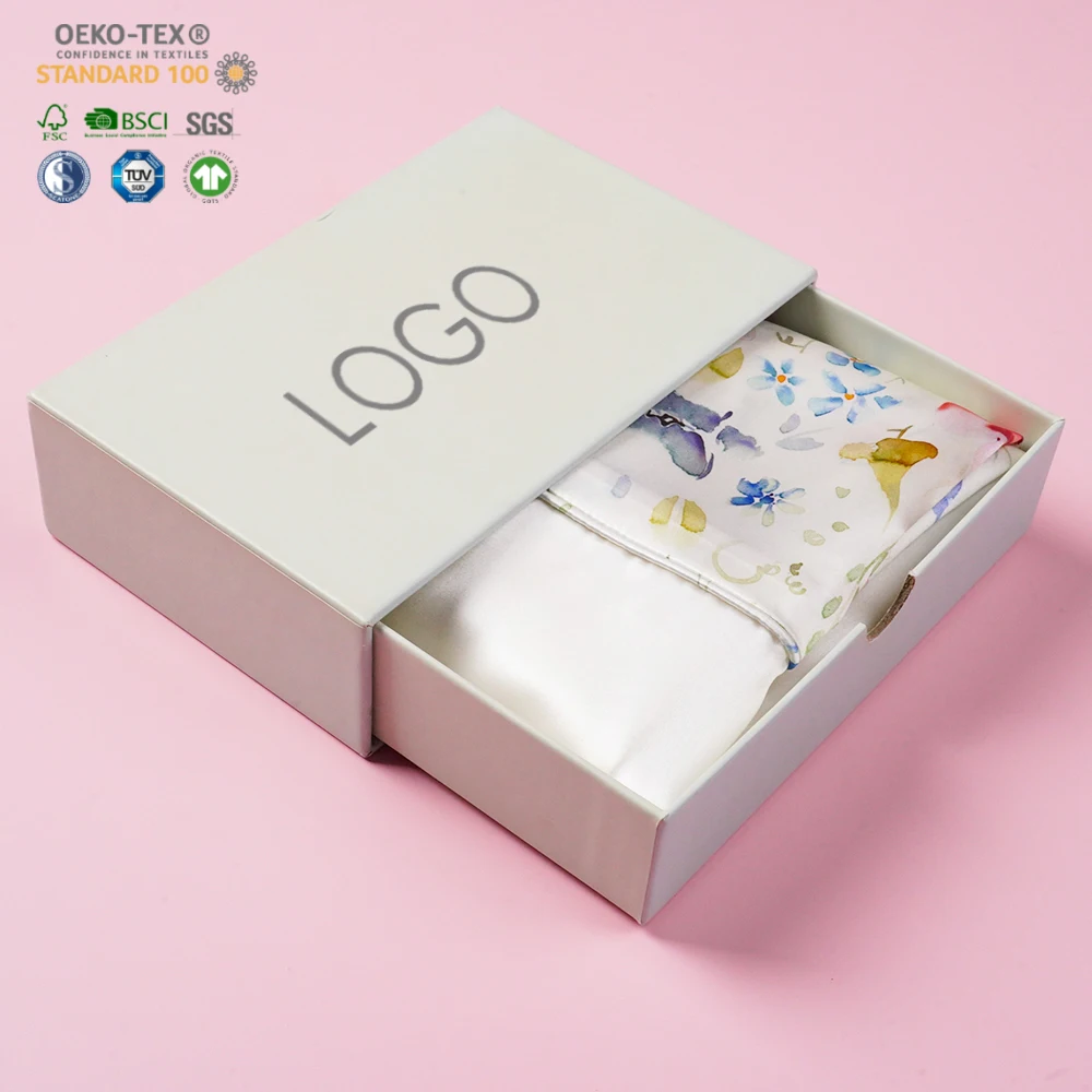 Custom LOGO Factory Direct Sale 16/19/22momme 100% Mulberry Silk Pillowcase With Print Stitching Silk Pillow Case Cover