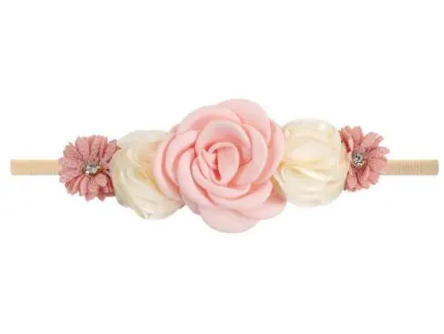 Hot selling artificial flower rhinestone pearl baby headband for girls