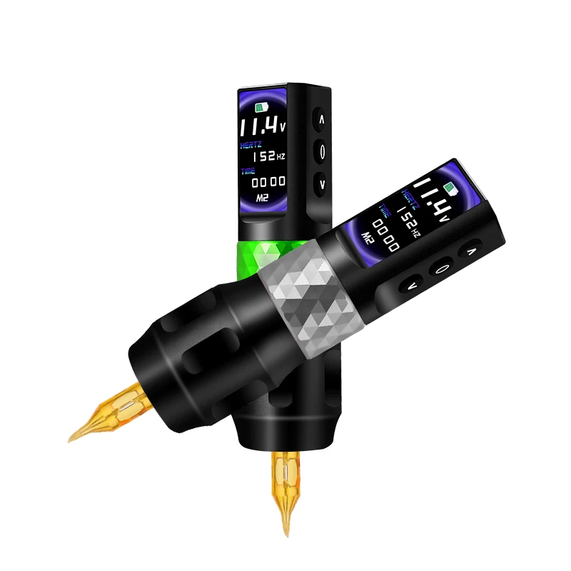 Rechargeable High Capacity OLED Display Digital Rotary Tattoo Machine Wireless Battery Tattoo Pen Set with Dual Batteries