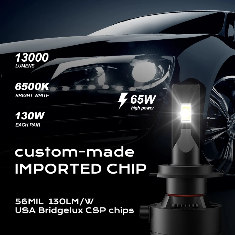 Super Bright Factory Price High quality v64 Led H7 65w 6100lm csp 3570 Auto Lamp H11 Most popular Led Headlights
