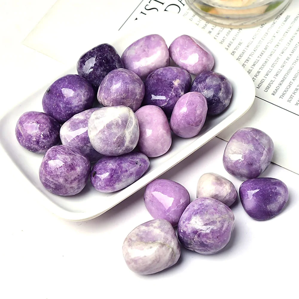 Selling natural purple mica stone polishing high quality purple mica tumbled stone
