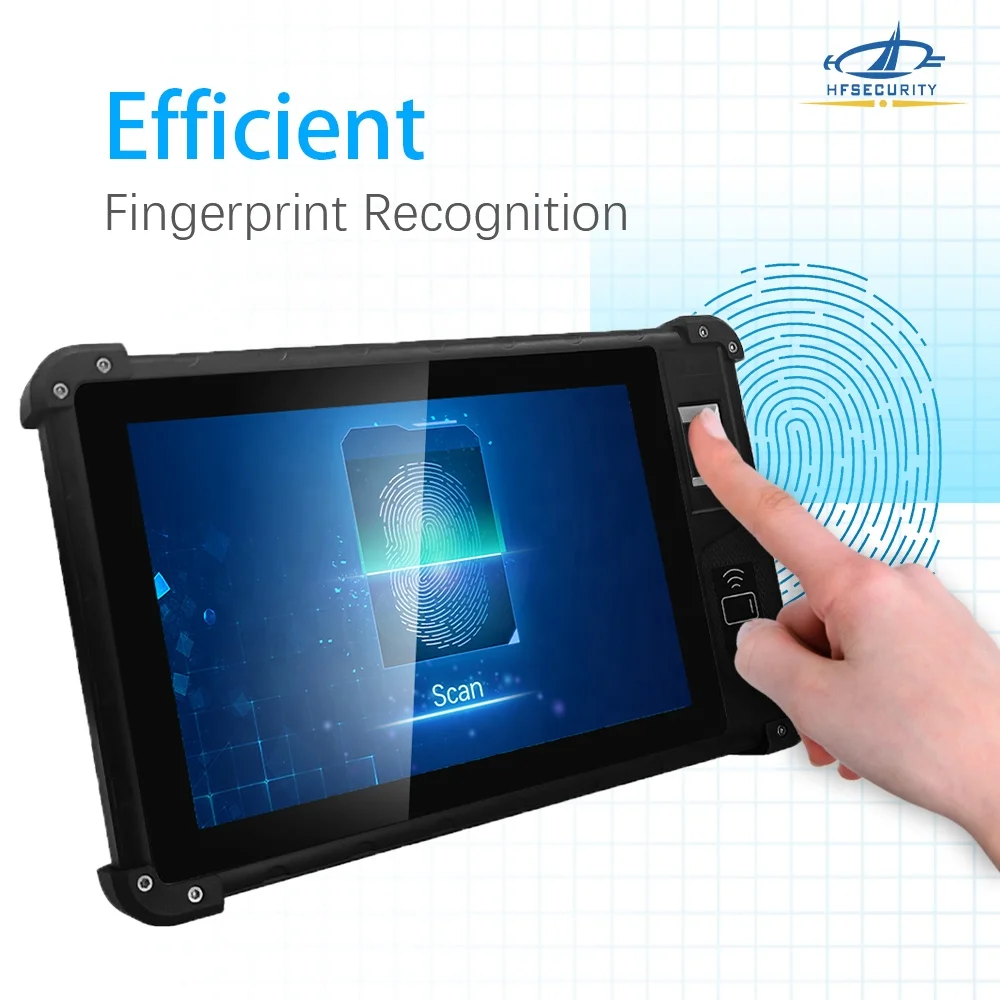 Mobile Face Recognition HF-FP08 8 Inch Rugged Android7.0 Fingerprint Tablet PC with Battery 8000mAh ISO14443 Type A B