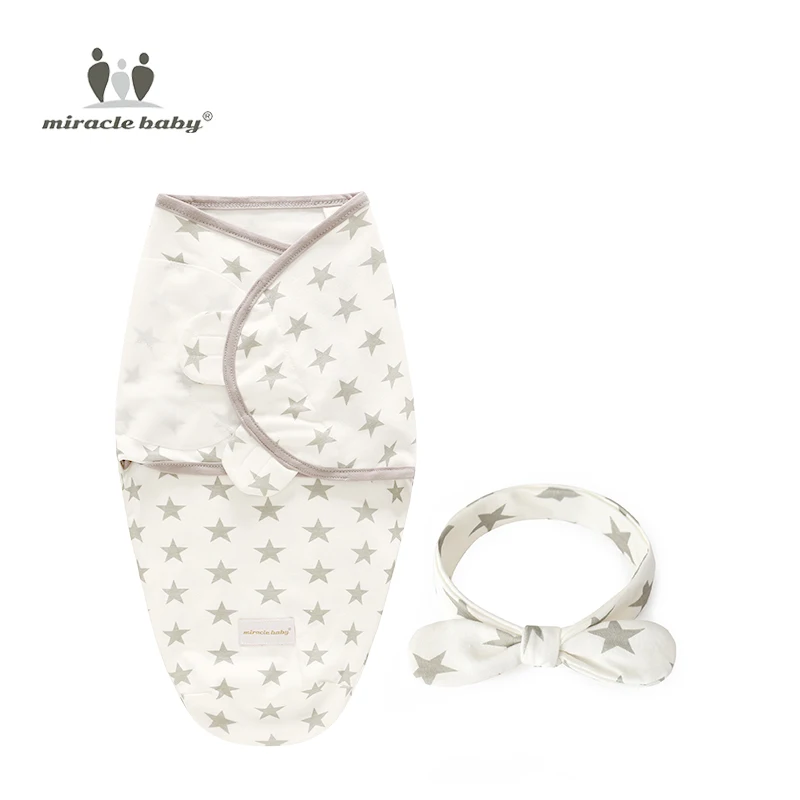 
Two-piece set Breathable Cotton Newborn Baby Wrap Swaddle Blankets Toddler Swaddle With Headwrap Christmas gift 