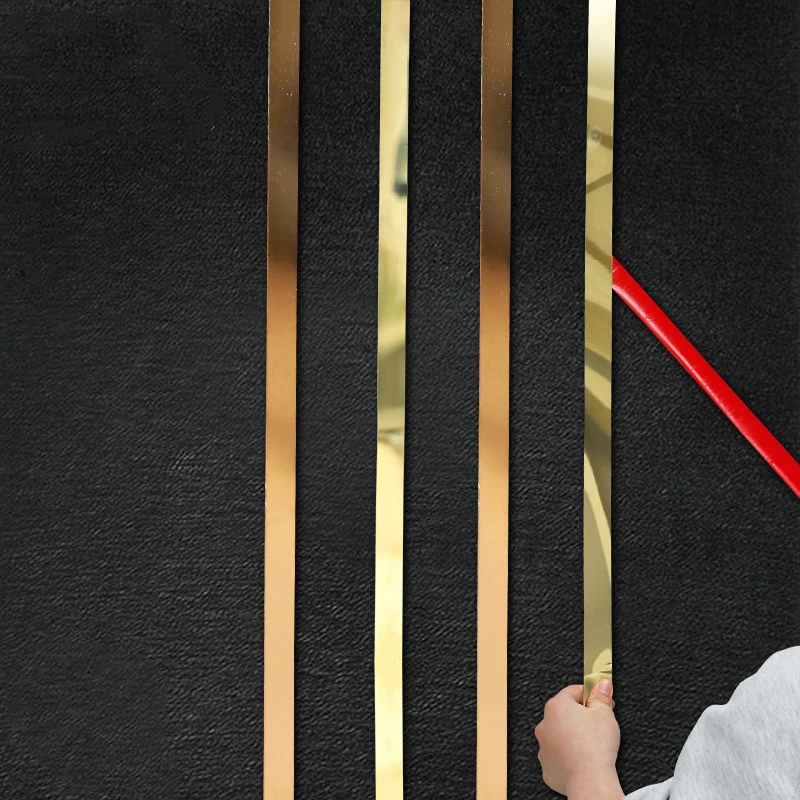 easy to install 25mm titanium alloy Self adhesive roll strip 6cm decoration flat strip for tile trim