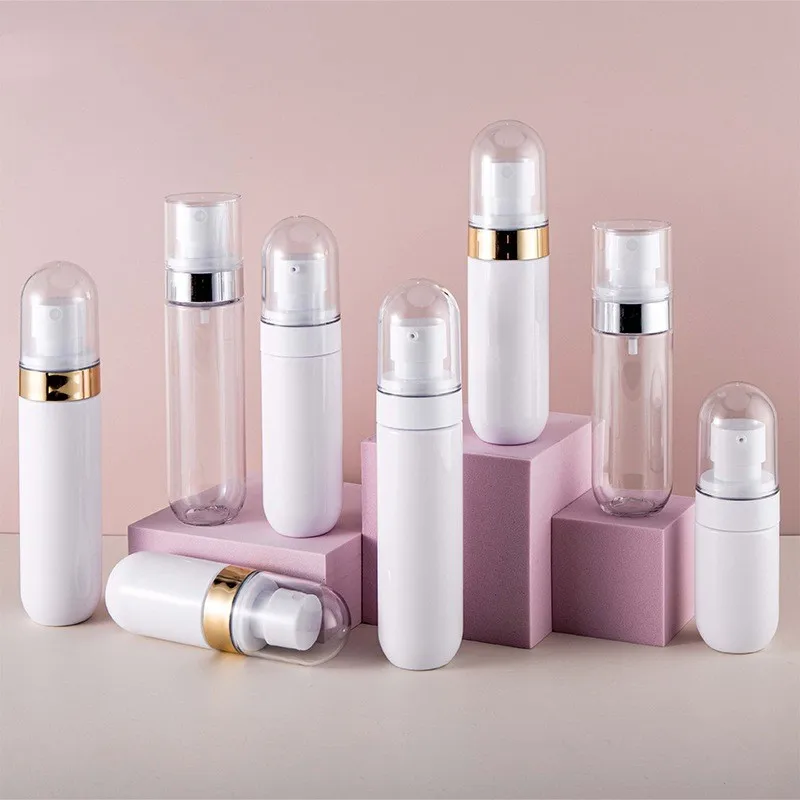 40ml 60ml 80ml Colorful PET Plastic Matte Color Pill Capsule Shaped White clear Cosmetic Spray Lotion Pump Bottles