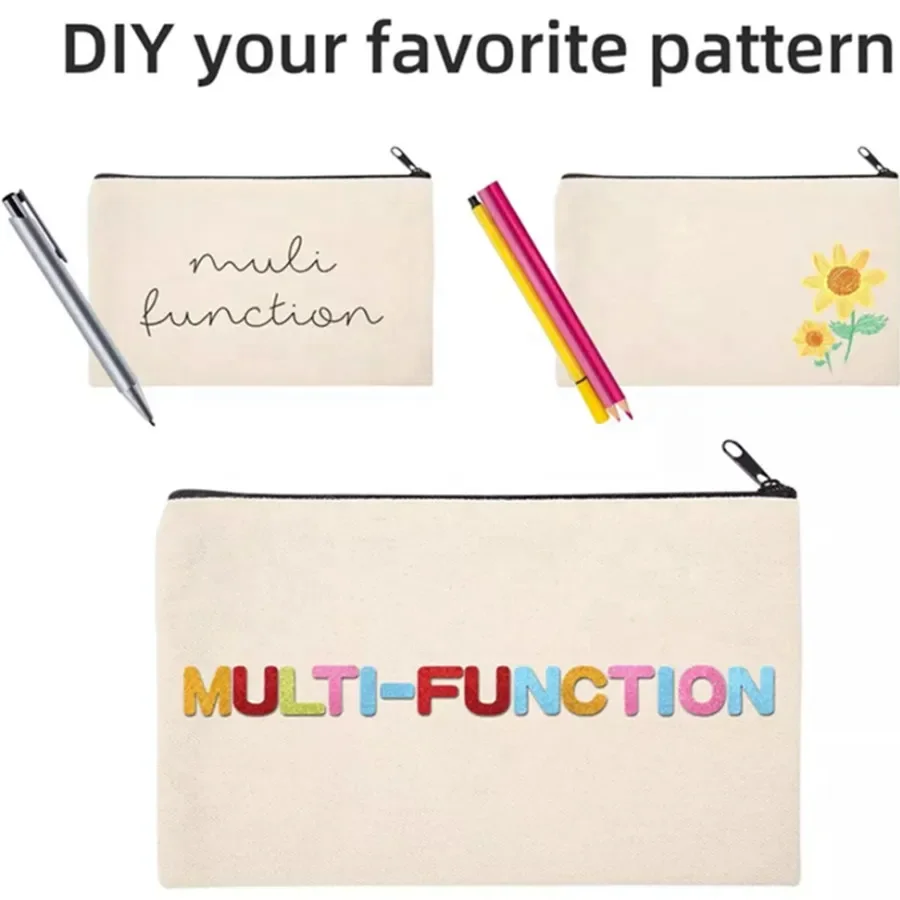 mini women sublimation logo makeup toiletry canvas cosmetic wash bag zipper custom travel pouch